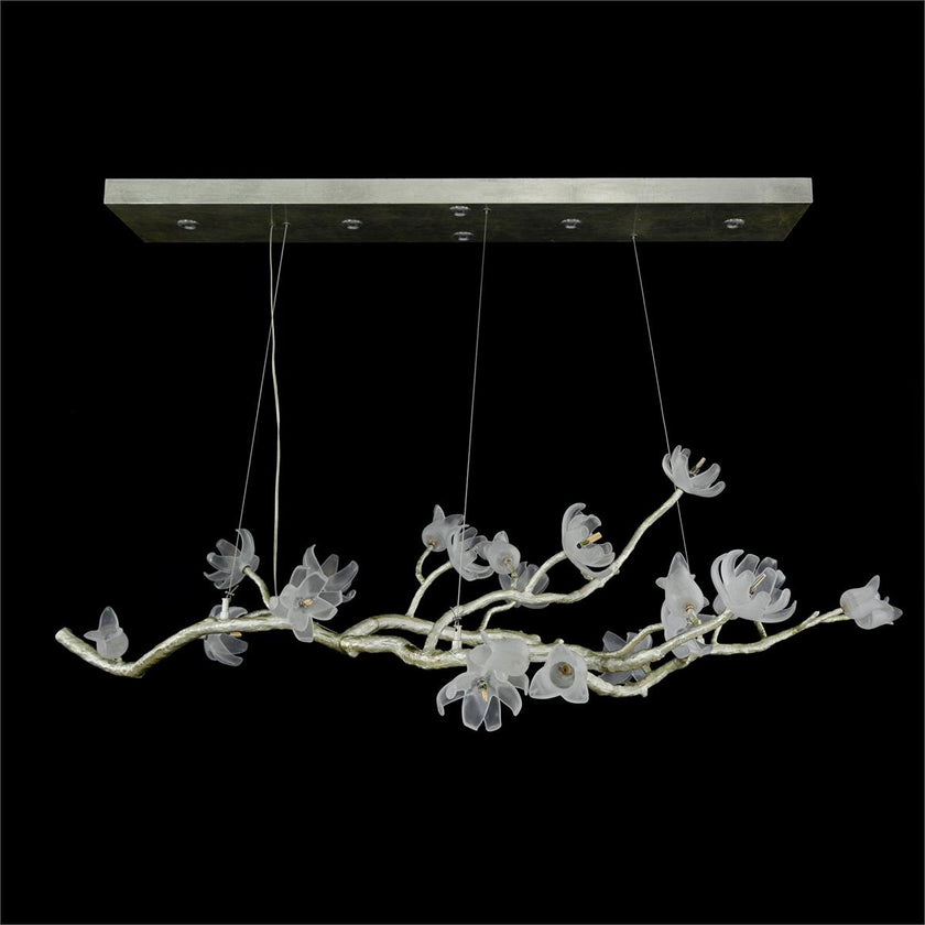 John Richard Churippu Magnolia & Tulip Glass Oblong Nineteen-Light Chandelier