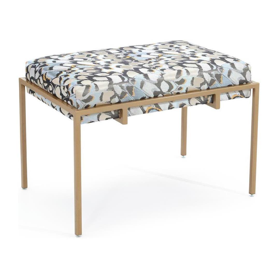 John Richard Metal Gold Upholstered Bench 5021
