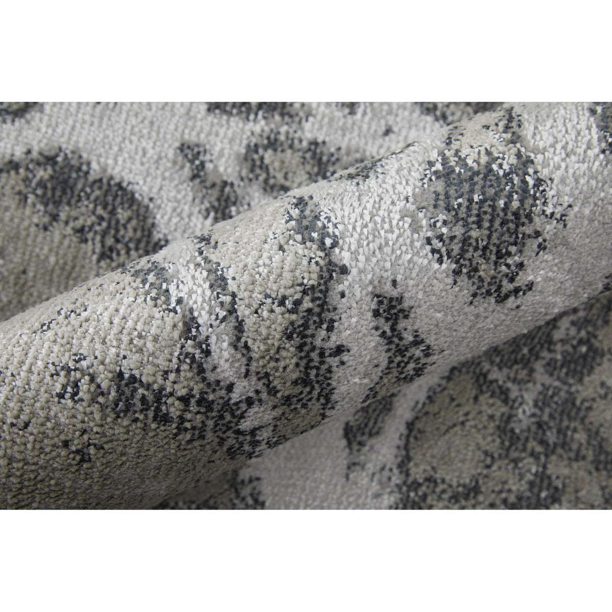 Feizy Astra 39L5F Transitional Abstract Rug in Gray/Silver/Ivory