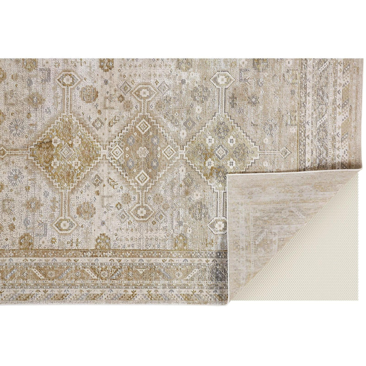 Feizy Aura 3738F Modern Persian Rug in Gold/Ivory