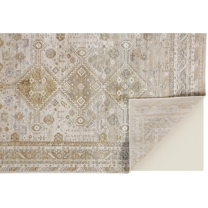 Feizy Aura 3738F Modern Persian Rug in Gold/Ivory