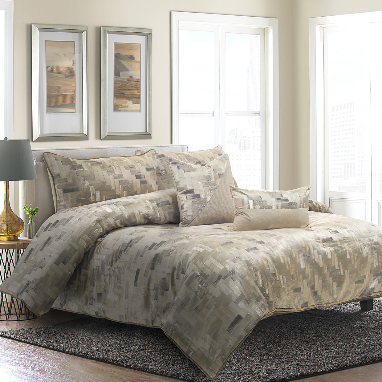 Michael Amini Astaire 5-Piece Comforter Set - Patina