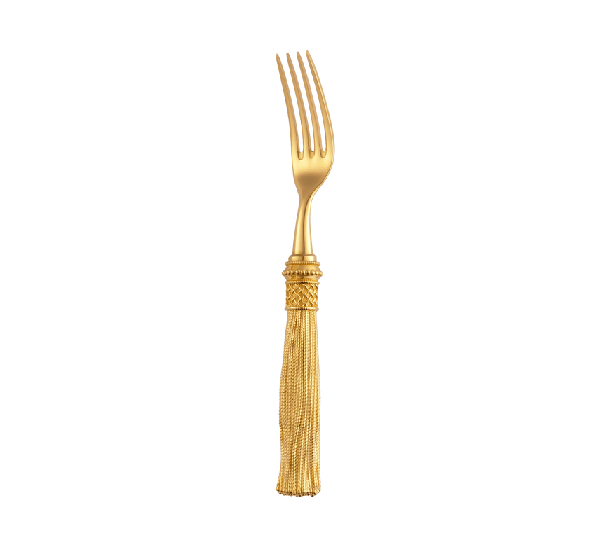 Christofle Pompon Silver Plated Gilded 4-Piece Cutlery Set