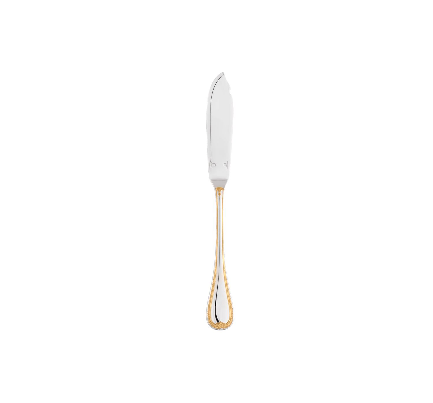 Christofle Malmaison Silver Plated Gold Accents Fish Knife