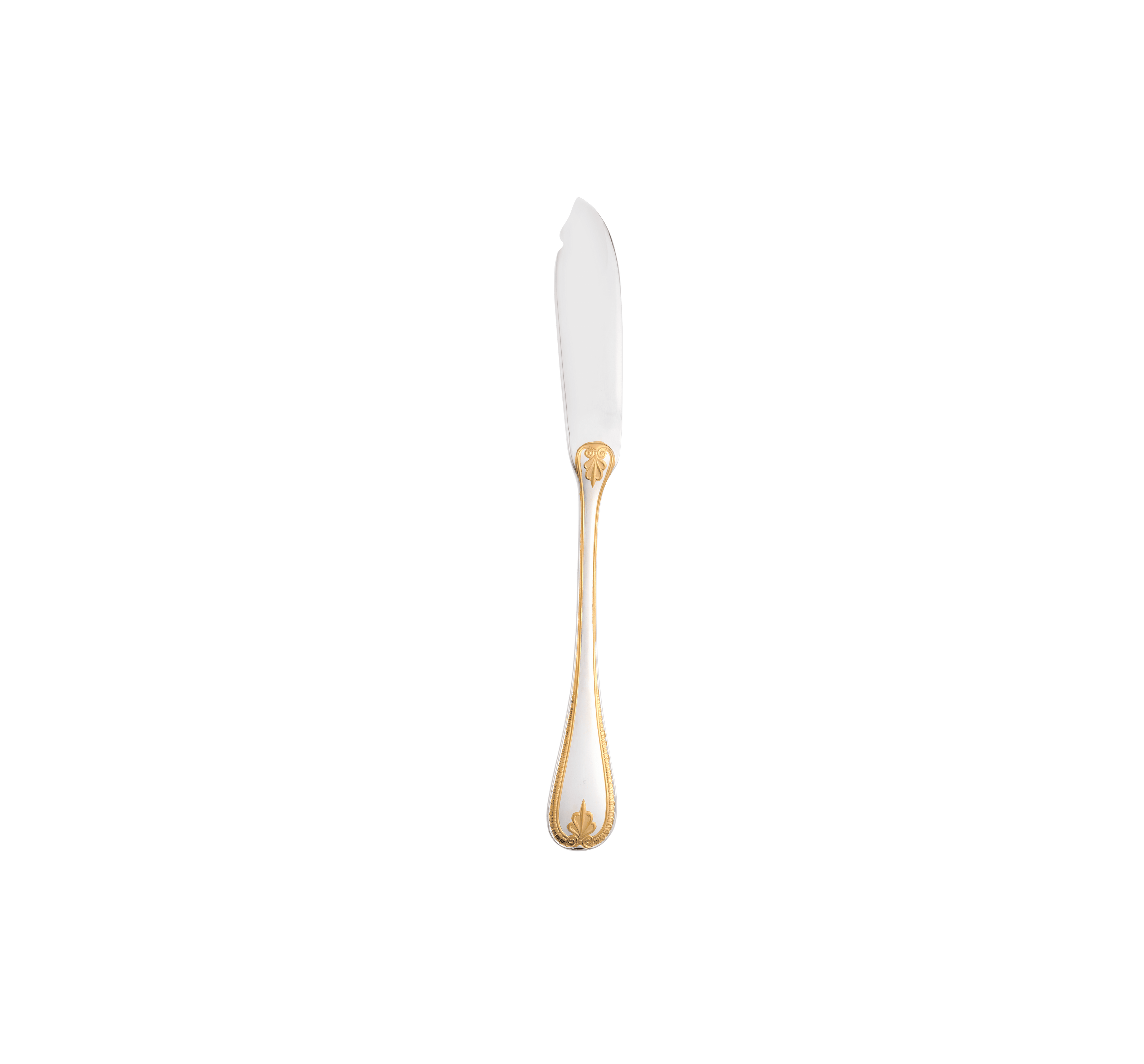 Christofle Malmaison Silver Plated Gold Accents Fish Knife