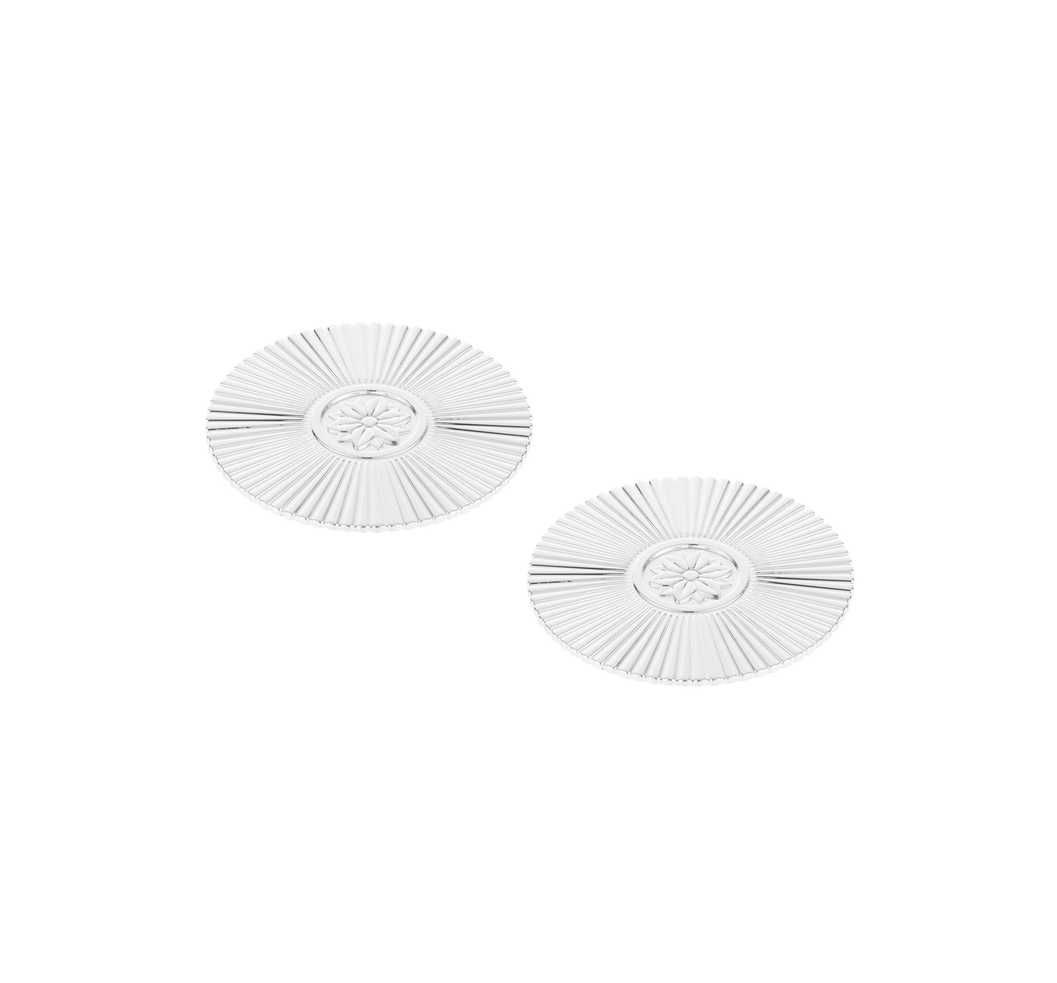 Christofle Malmaison Silver Plated 2 Glass Coasters Palmettes