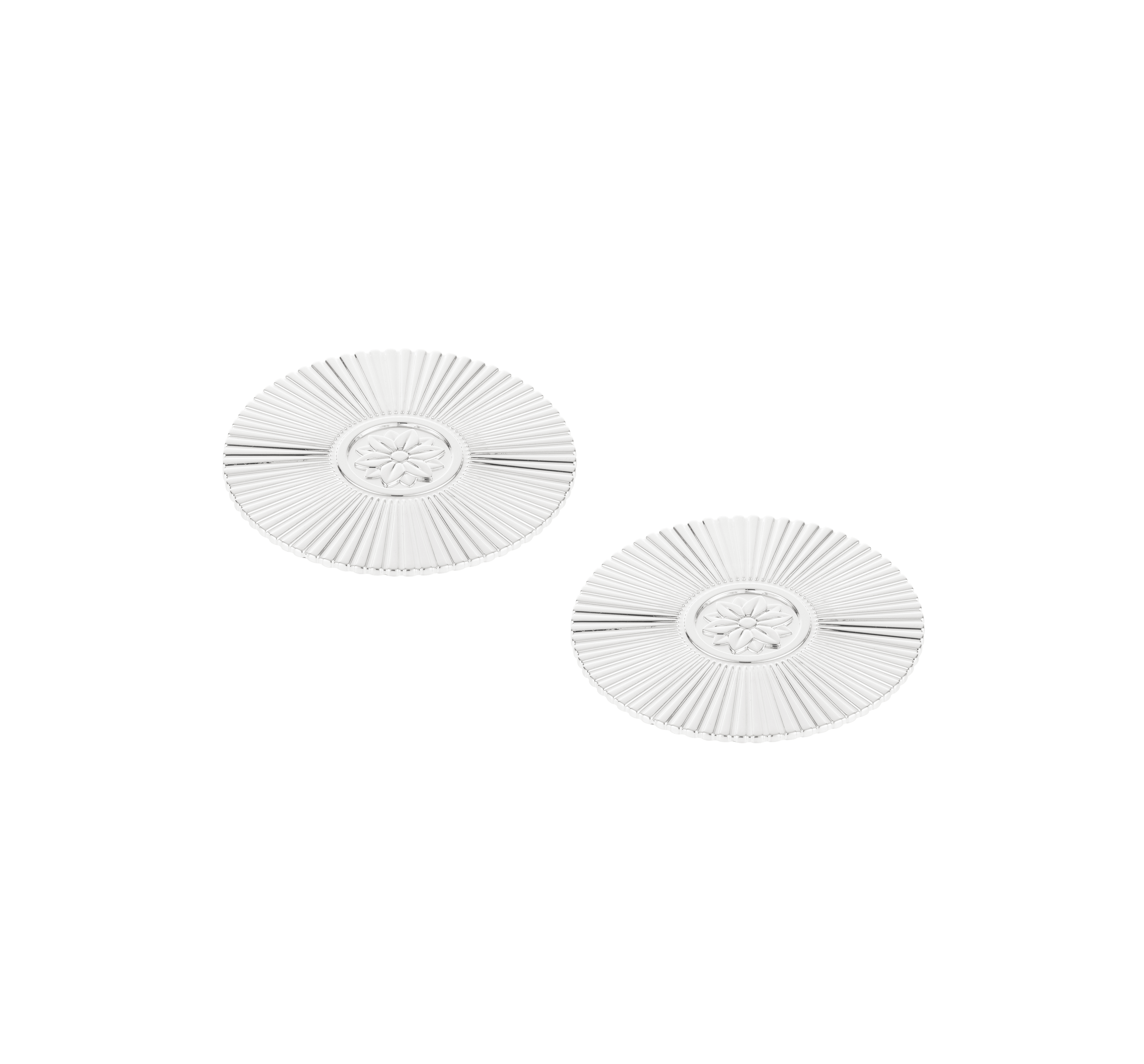 Christofle Malmaison Silver Plated 2 Glass Coasters Palmettes