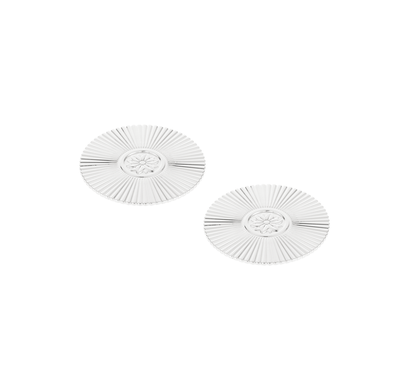 Christofle Malmaison Silver Plated 2 Glass Coasters Palmettes