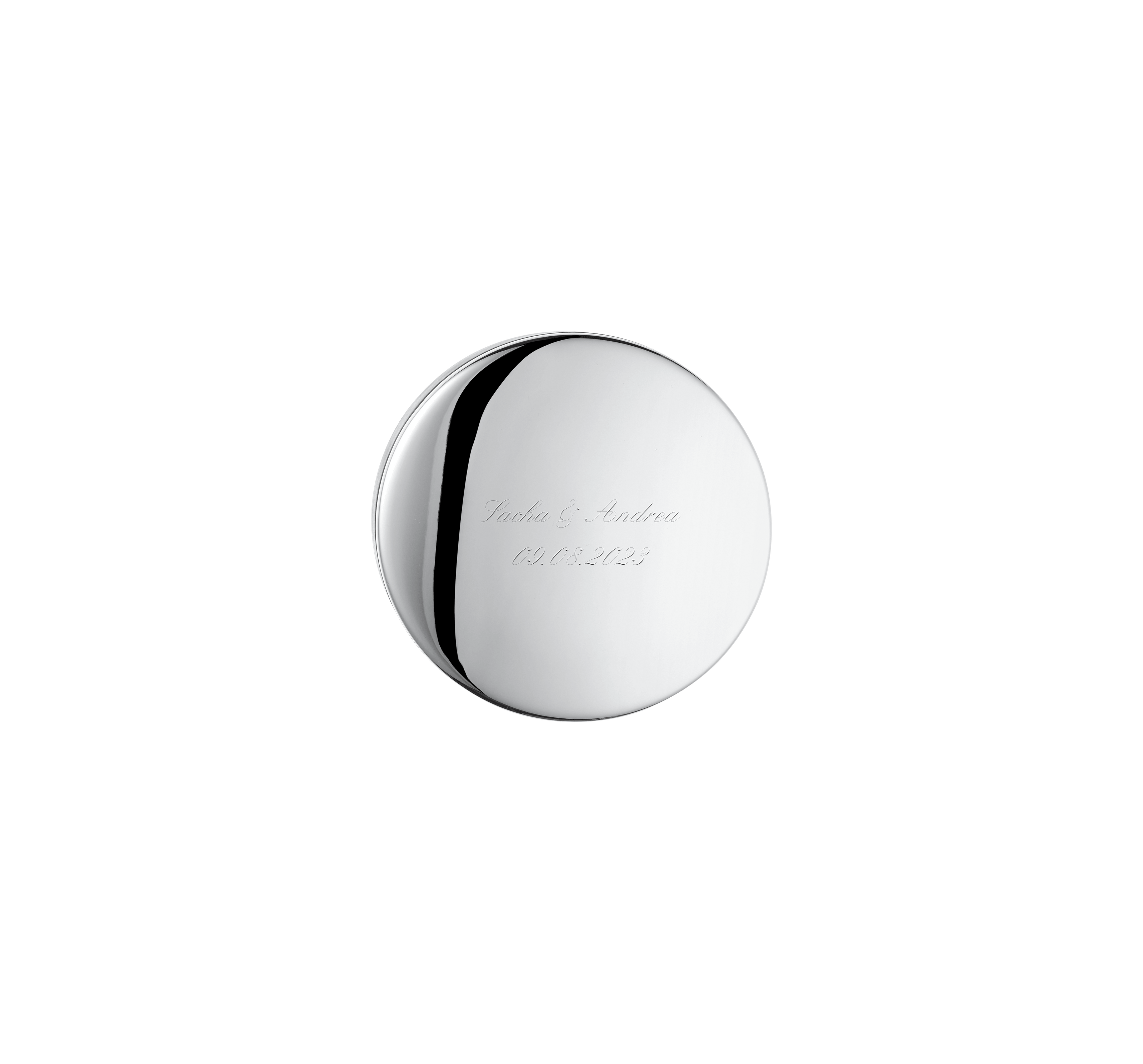 Christofle Uni Silver Plated Round Box 8 Cm