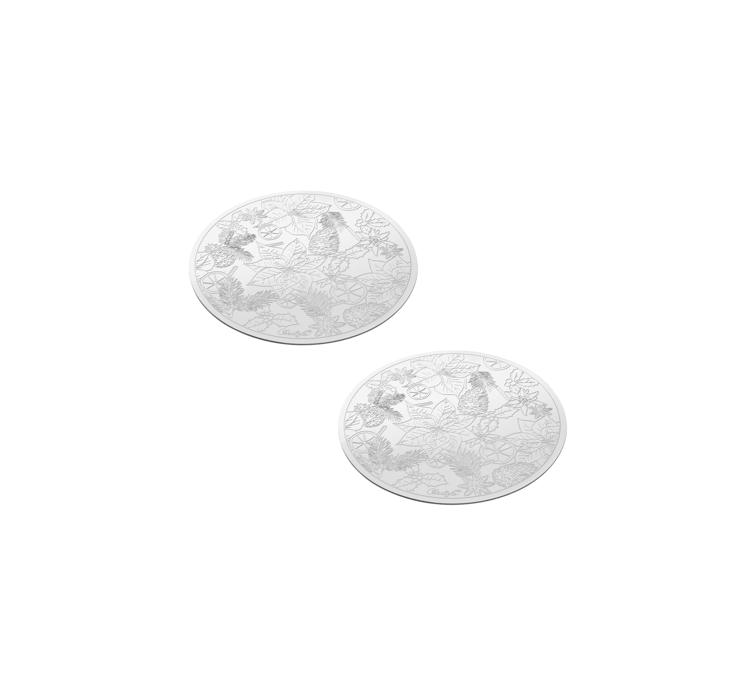 Christofle Bouquet Givré Stainless Steel Glass Coasters - Set of 2