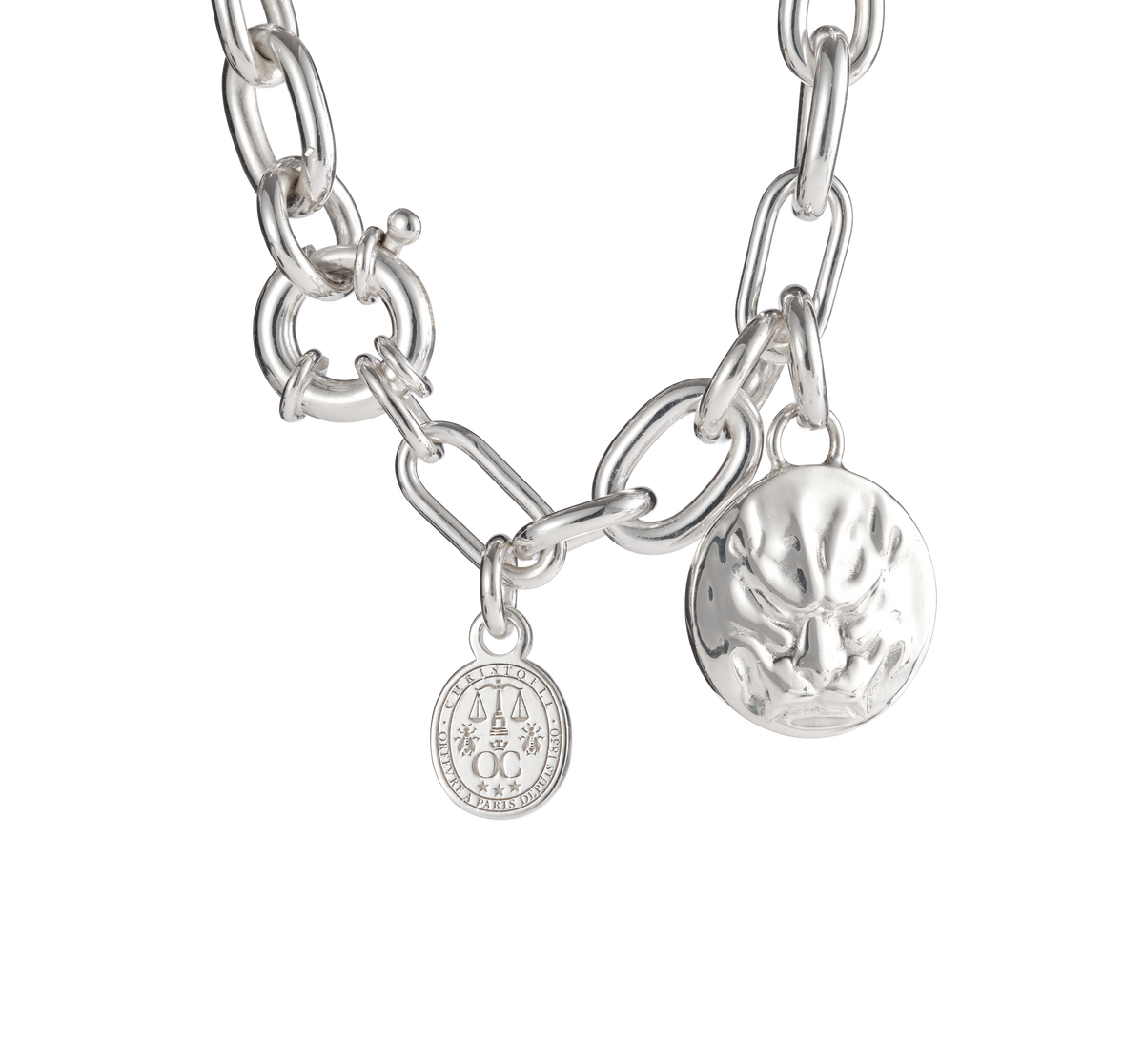 Christofle Chri-Chri Sterling Silver Medal With Snape Hook Peau De Lion