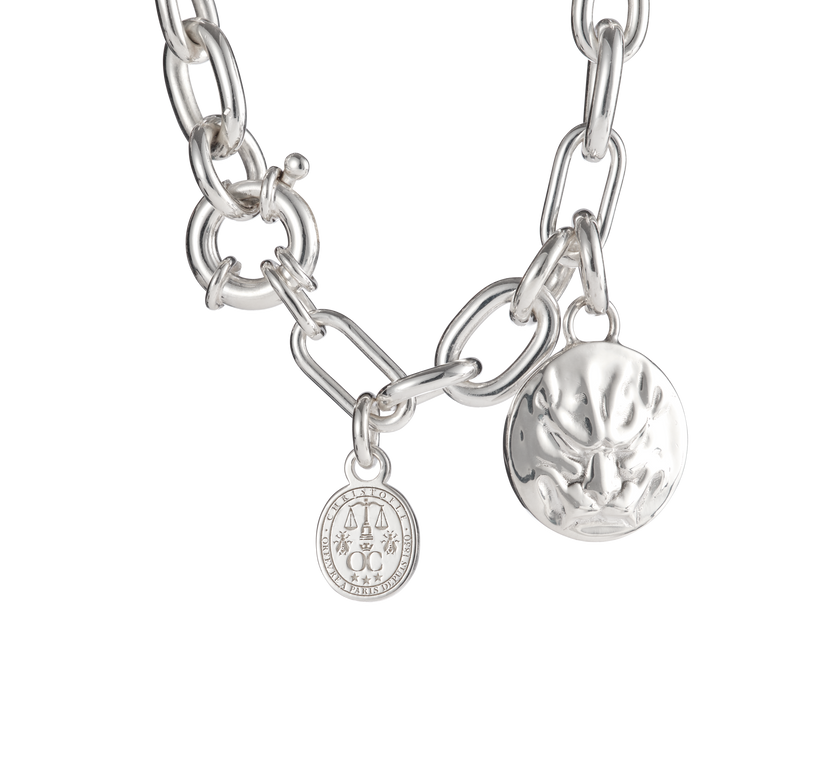 Christofle Chri-Chri Sterling Silver Medal With Snape Hook Peau De Lion