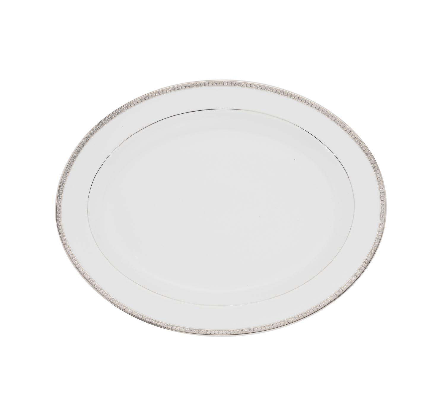 Christofle Malmaison Porcelain Oval Platter Platinum 38 Cm