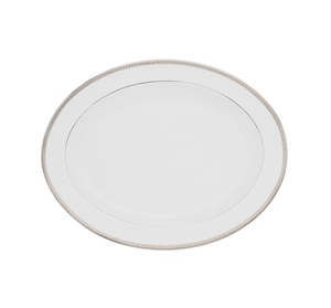 Christofle Malmaison Porcelain Oval Platter Platinum 38 Cm