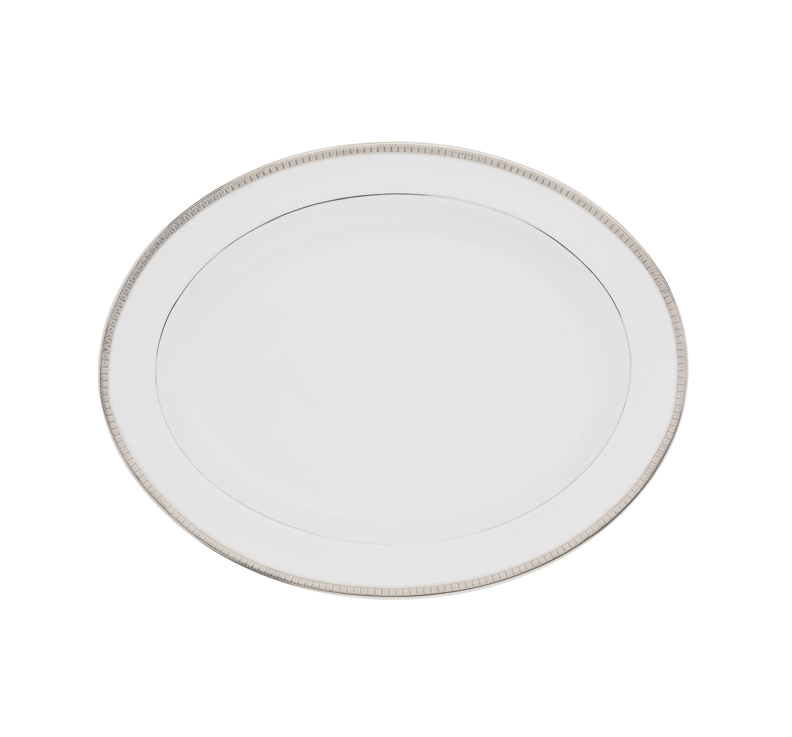Christofle Malmaison Porcelain Oval Platter Platinum 38 Cm