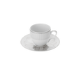Christofle Malmaison Impériale Porcelain 2 Espresso Cups And Saucers