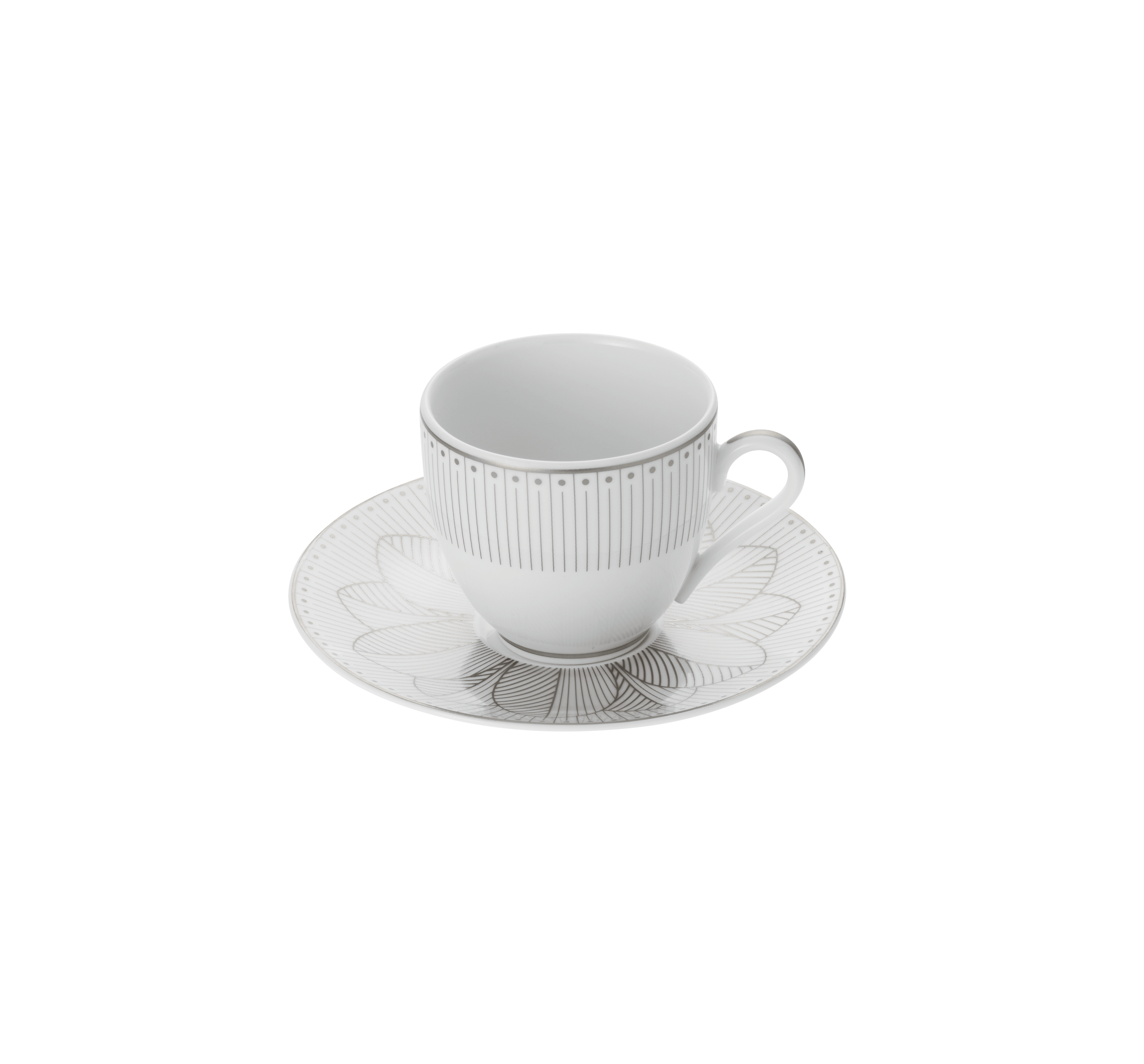 Christofle Malmaison Impériale Porcelain 2 Espresso Cups And Saucers