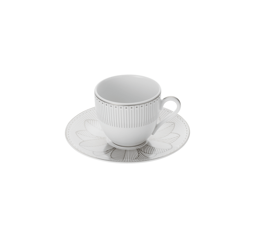 Christofle Malmaison Impériale Porcelain 2 Espresso Cups And Saucers