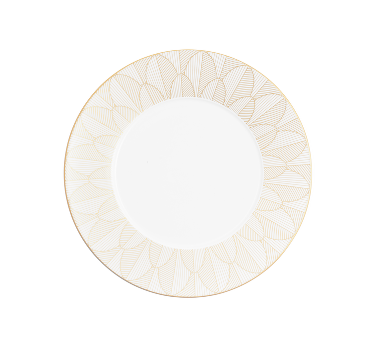 Christofle Malmaison Impériale Dinner Porcelain Plate Gold Finish