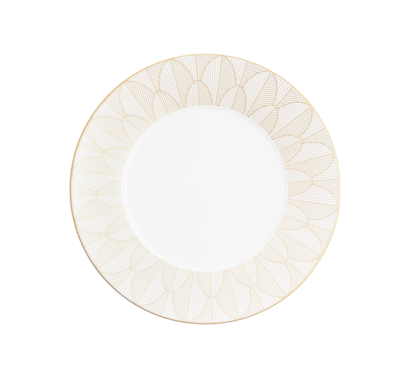 Christofle Malmaison Impériale Dinner Porcelain Plate Gold Finish