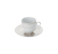 Christofle Malmaison Impériale Porcelain 2 Espresso Cups And Saucers