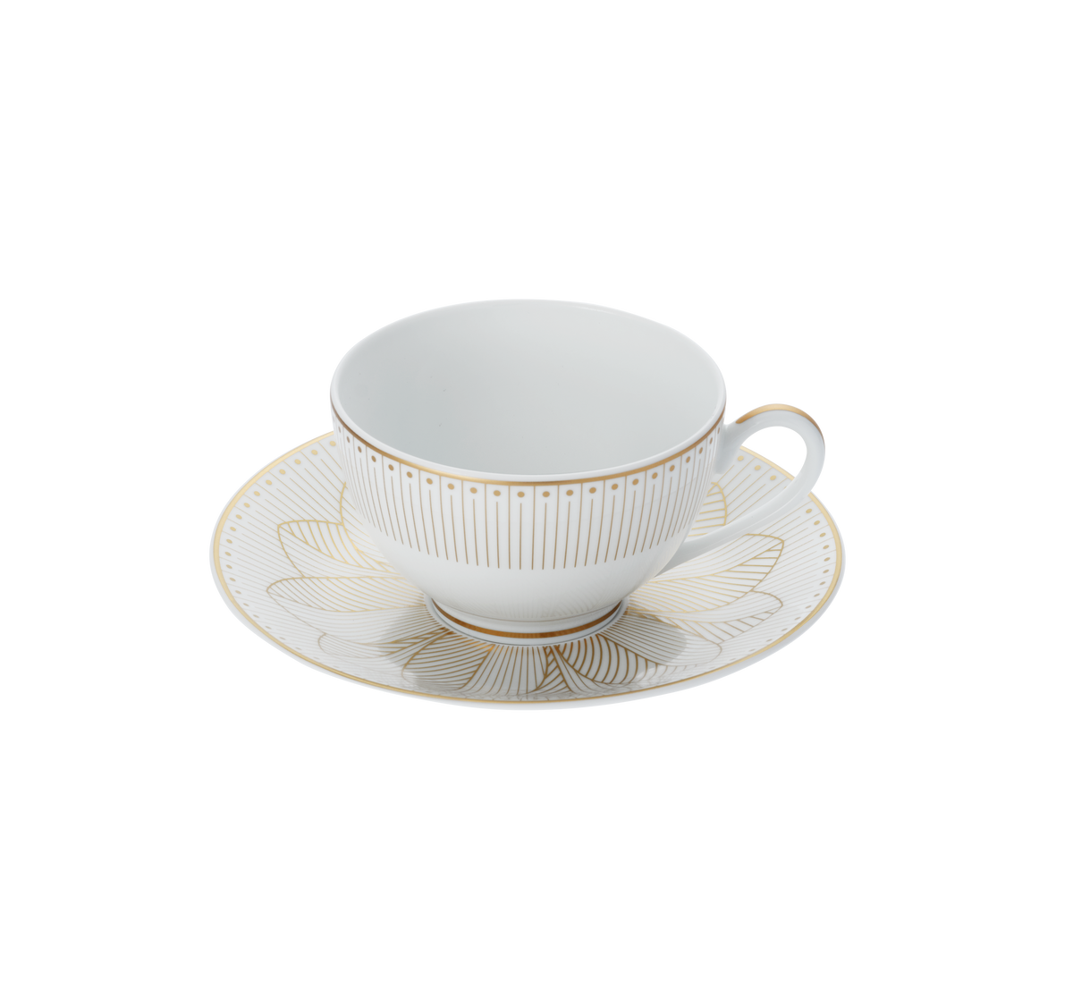 Christofle Malmaison Impériale Porcelain Tea/Coffee Cup And Saucer Gold