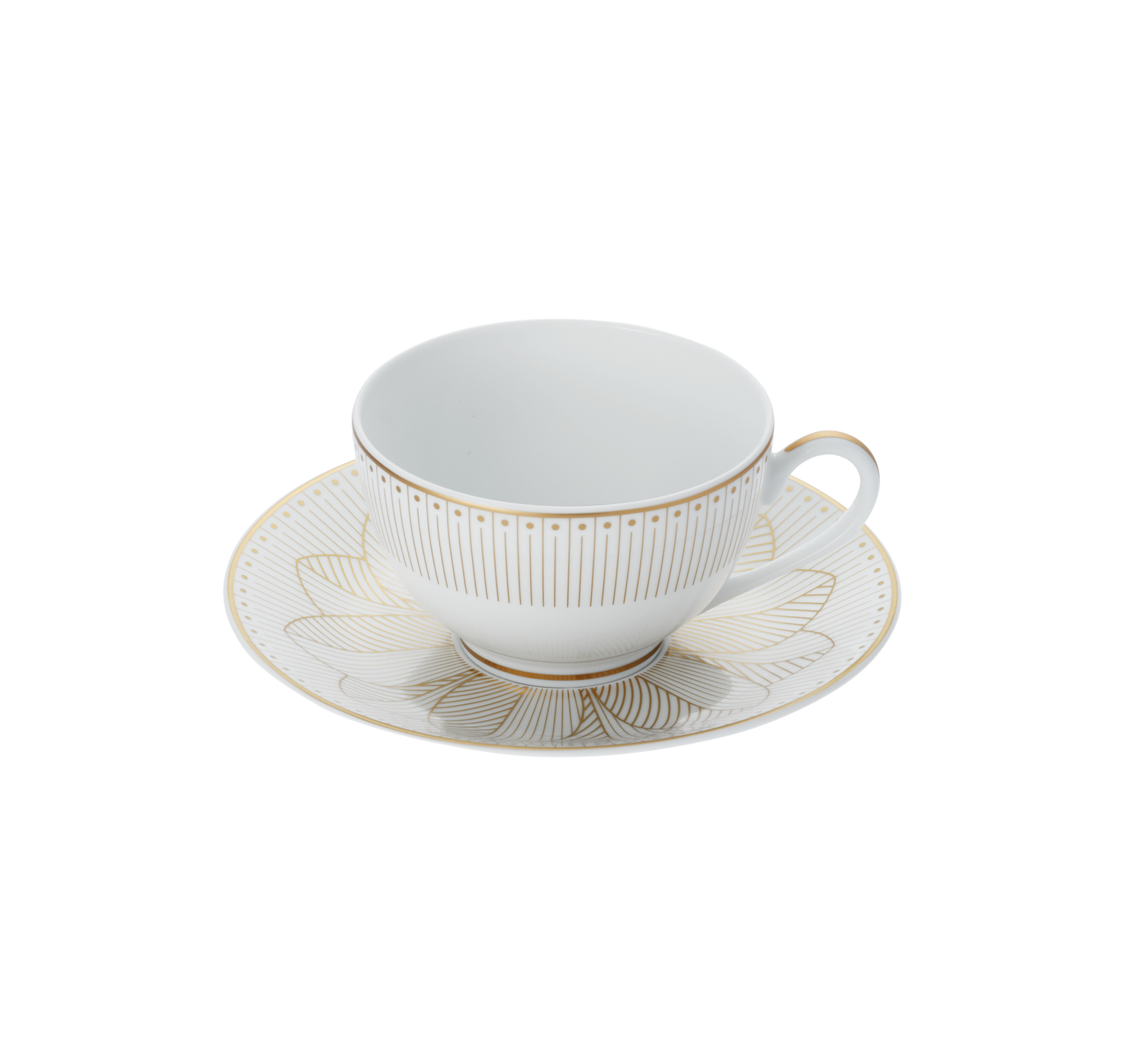 Christofle Malmaison Impériale Porcelain Tea/Coffee Cup And Saucer Gold
