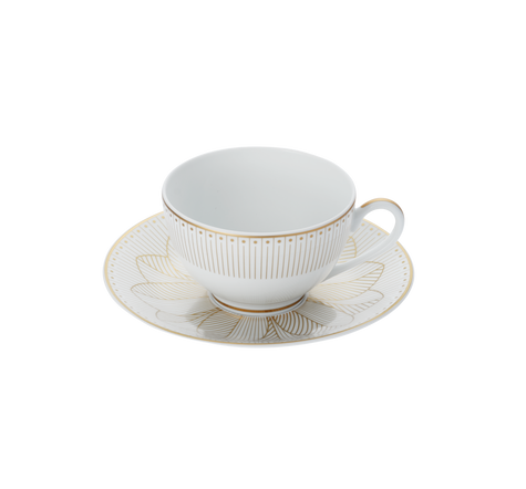 Christofle Malmaison Impériale Porcelain Tea/Coffee Cup And Saucer Gold
