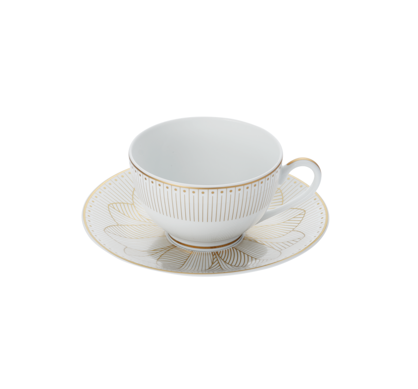 Christofle Malmaison Impériale Porcelain Tea/Coffee Cup And Saucer Gold