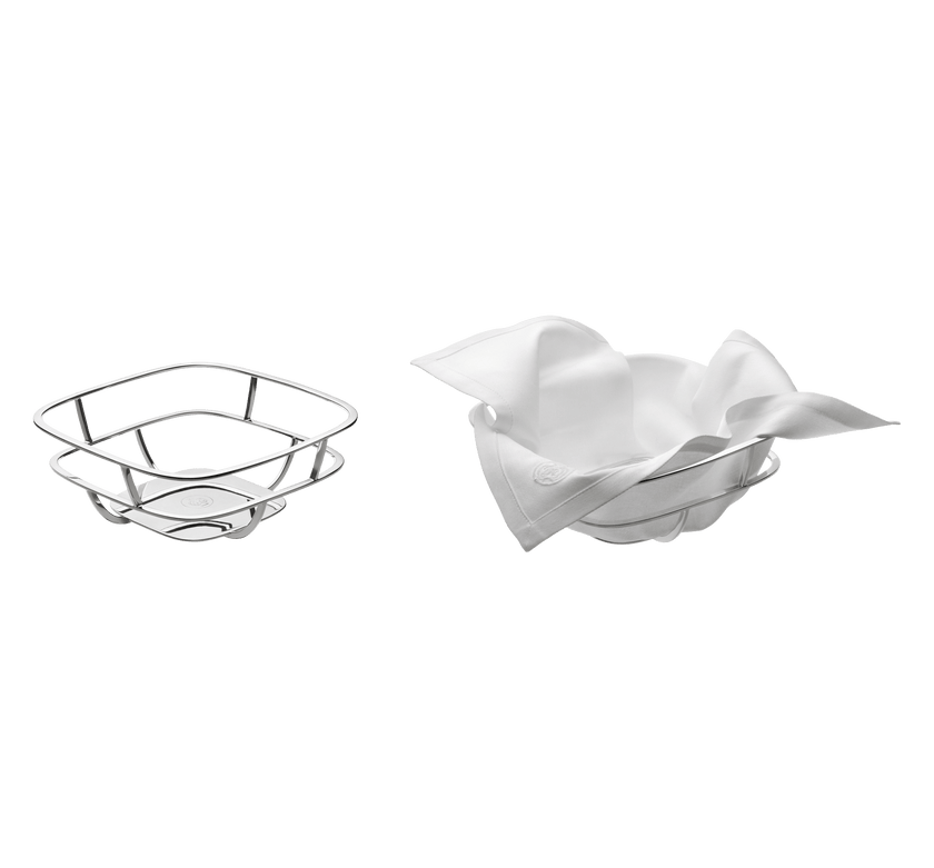 Christofle Silver Time Silver Plated Silver-Plated Bread Basket with Napkin