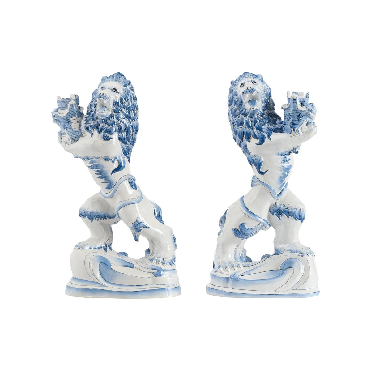 Chelsea House Faience Lions Sculpture - Set of 2
