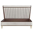 Michael Amini Houston Eastern King Channel Tufted Panel Bed - Porcini/Walnut