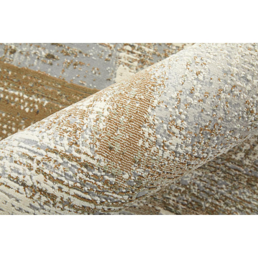 Feizy Mandana 39LYF Modern Abstract Rug in Brown/Ivory