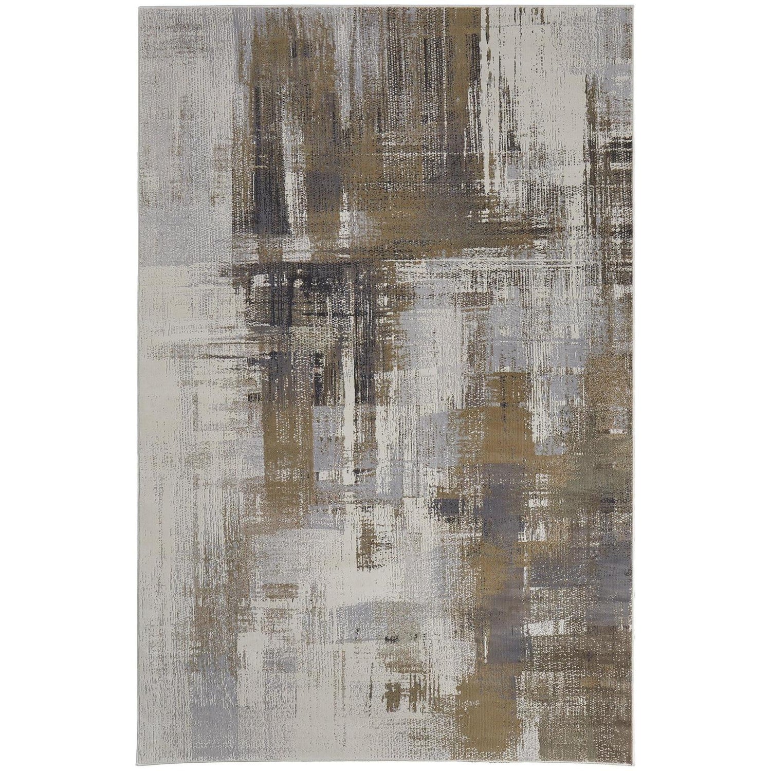 Feizy Mandana 39LYF Modern Abstract Rug in Brown/Ivory