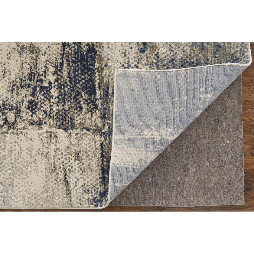 Feizy Mandana 39LZF Modern Abstract Rug in Ivory/Blue
