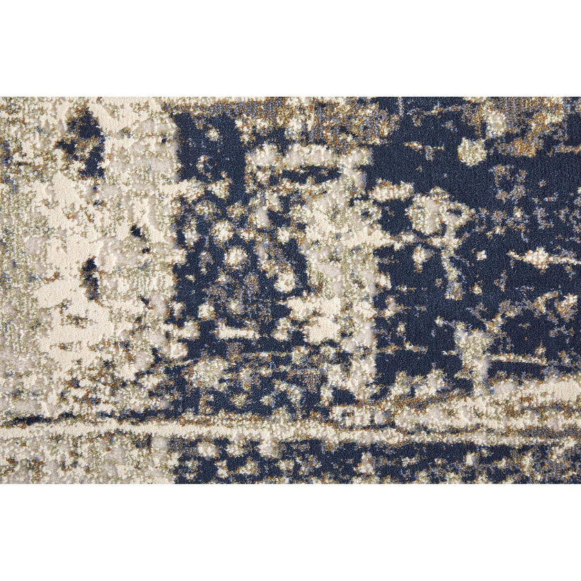 Feizy Mandana 39LZF Modern Abstract Rug in Ivory/Blue