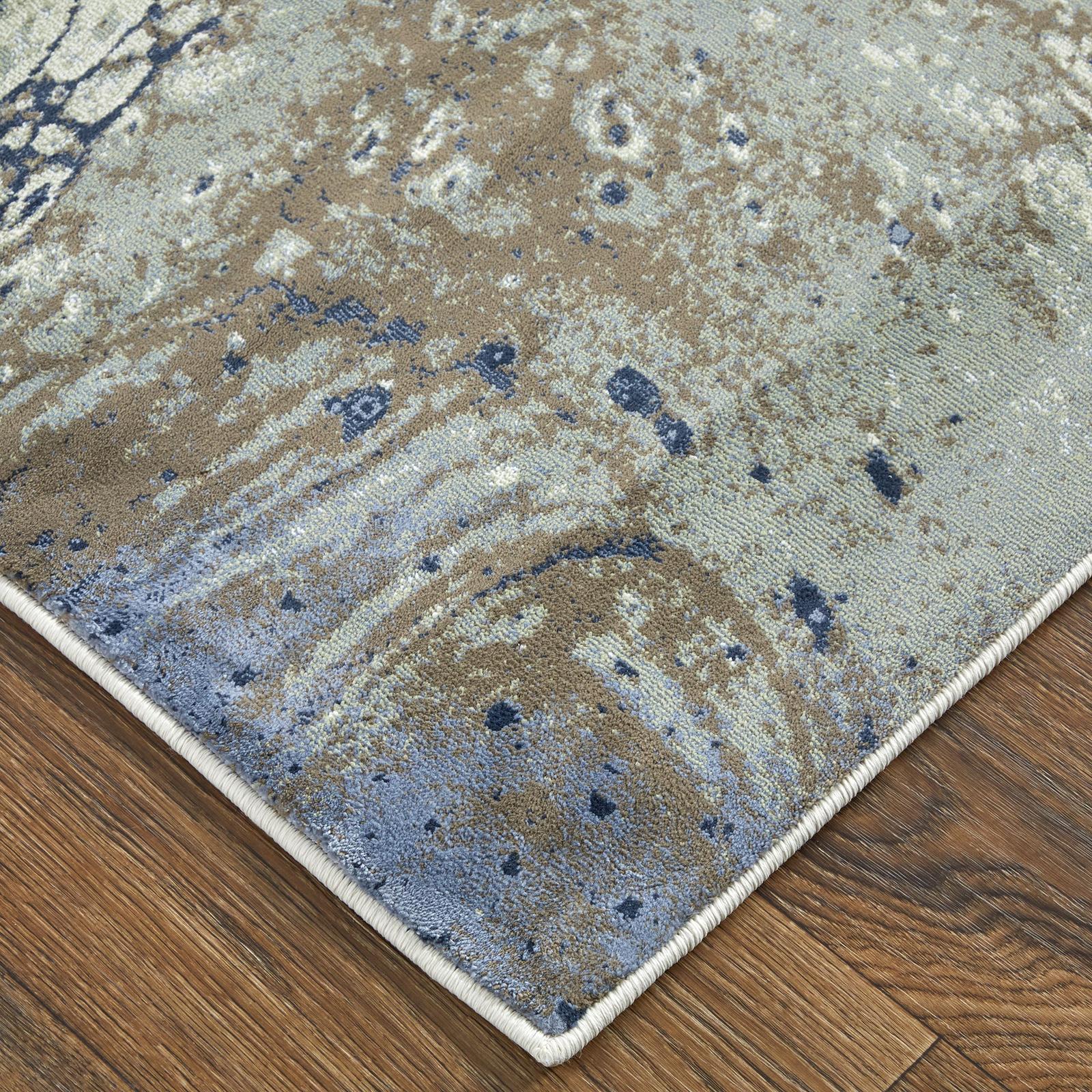 Feizy Mandana 39M1F Modern Abstract Rug in Ivory/Taupe/Blue