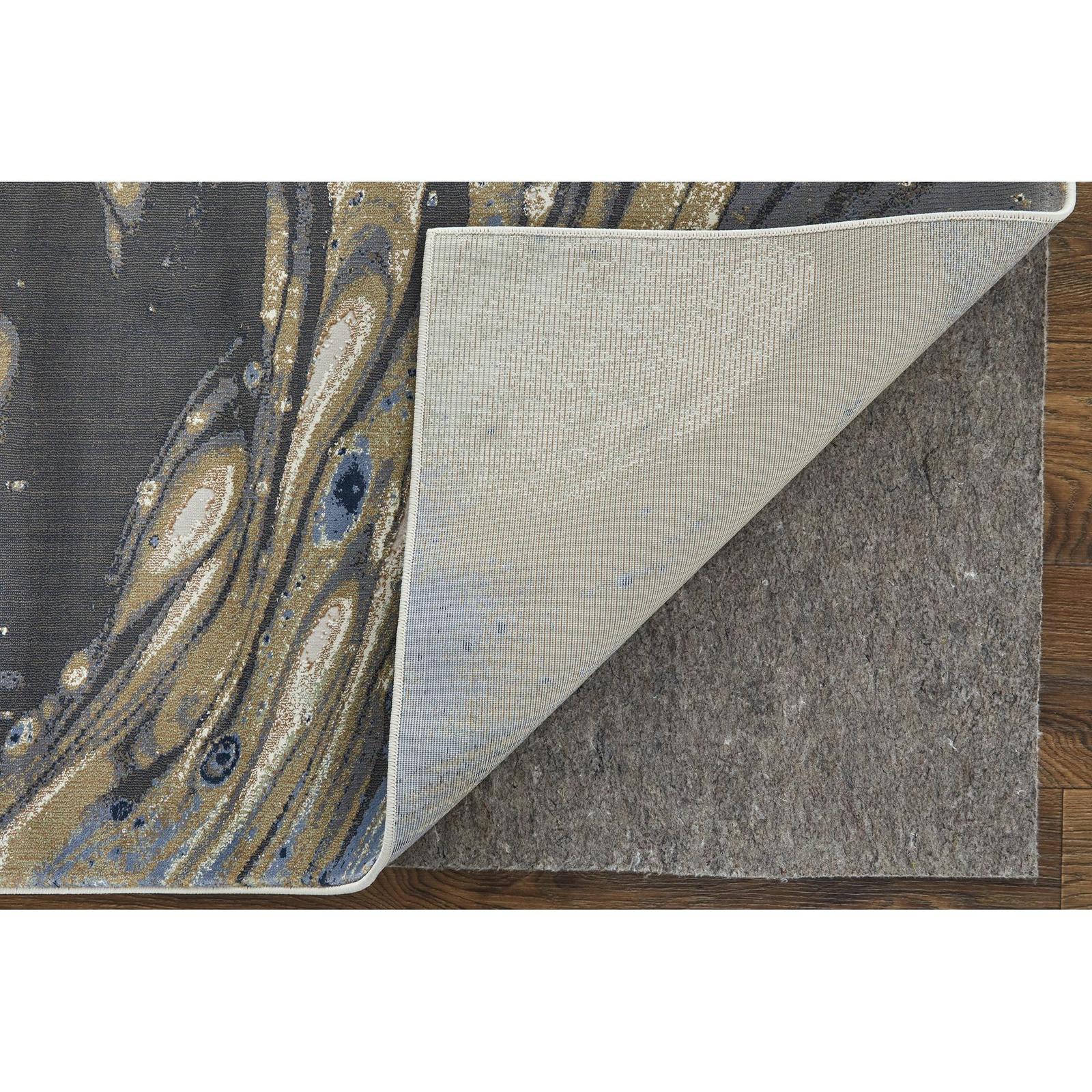 Feizy Mandana 39M1F Modern Abstract Rug in Ivory/Taupe/Blue