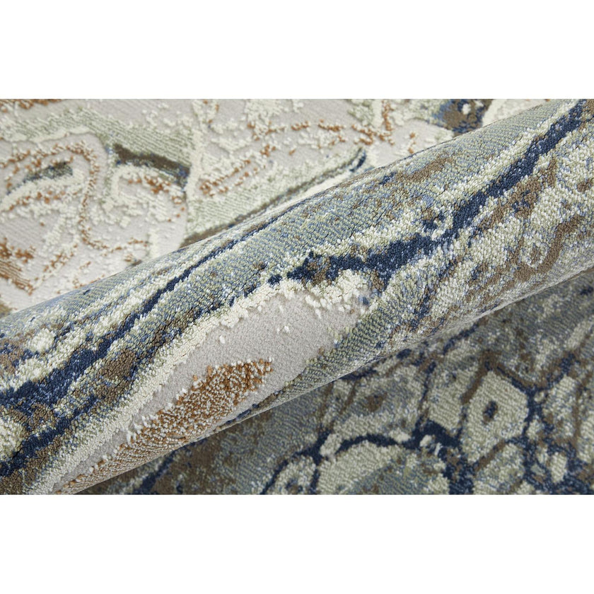 Feizy Mandana 39M1F Modern Abstract Rug in Ivory/Taupe/Blue