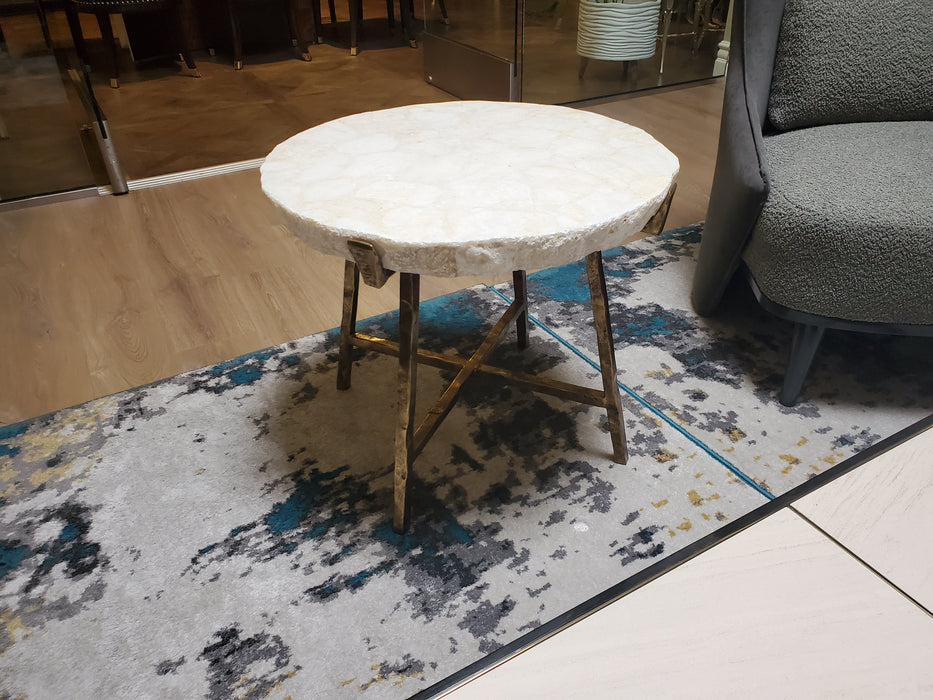 Century Furniture Grand Tour Inlay Crystal Stone Top Side Table Floor Sample