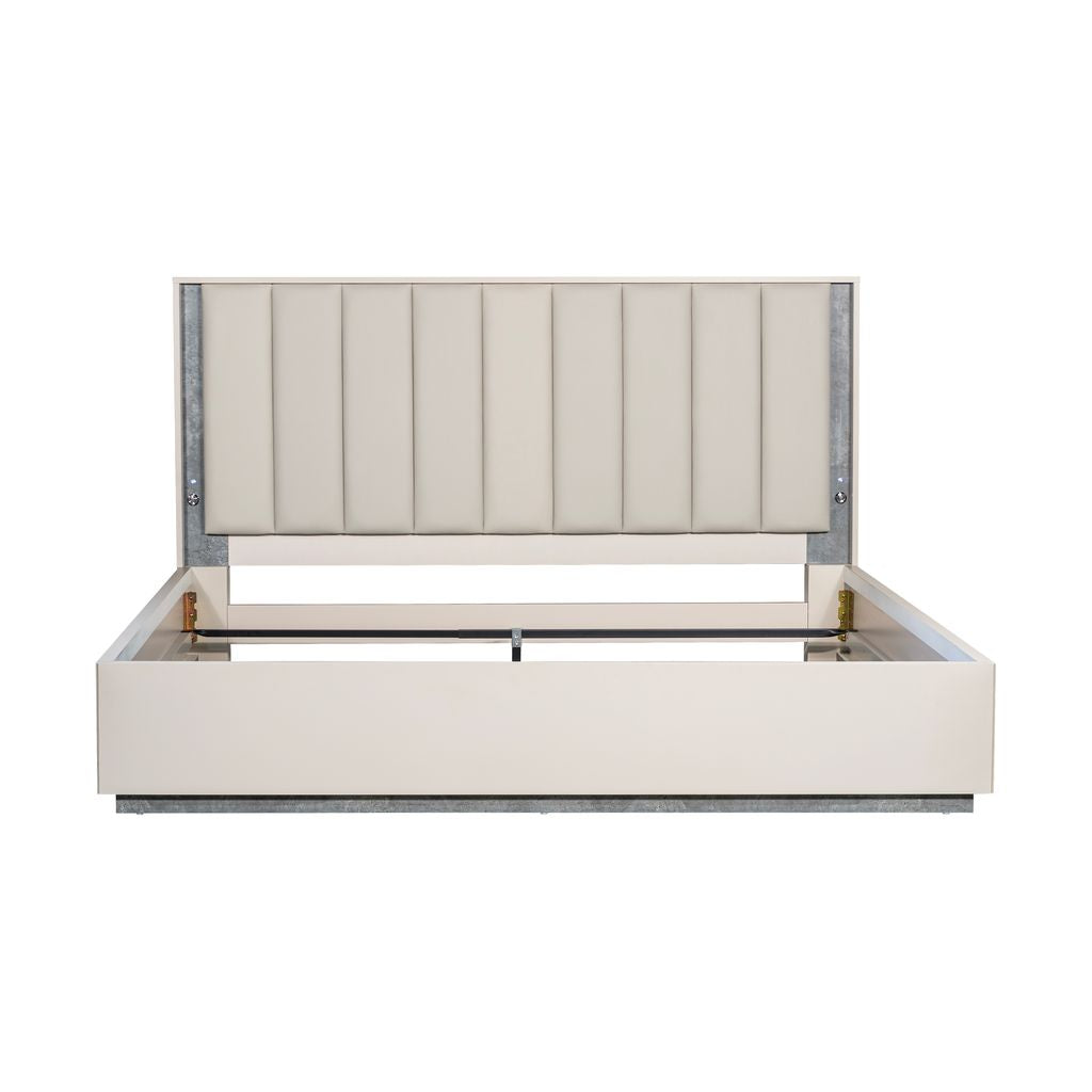 Michael Amini Pavira Bed with LED Lights - Stone