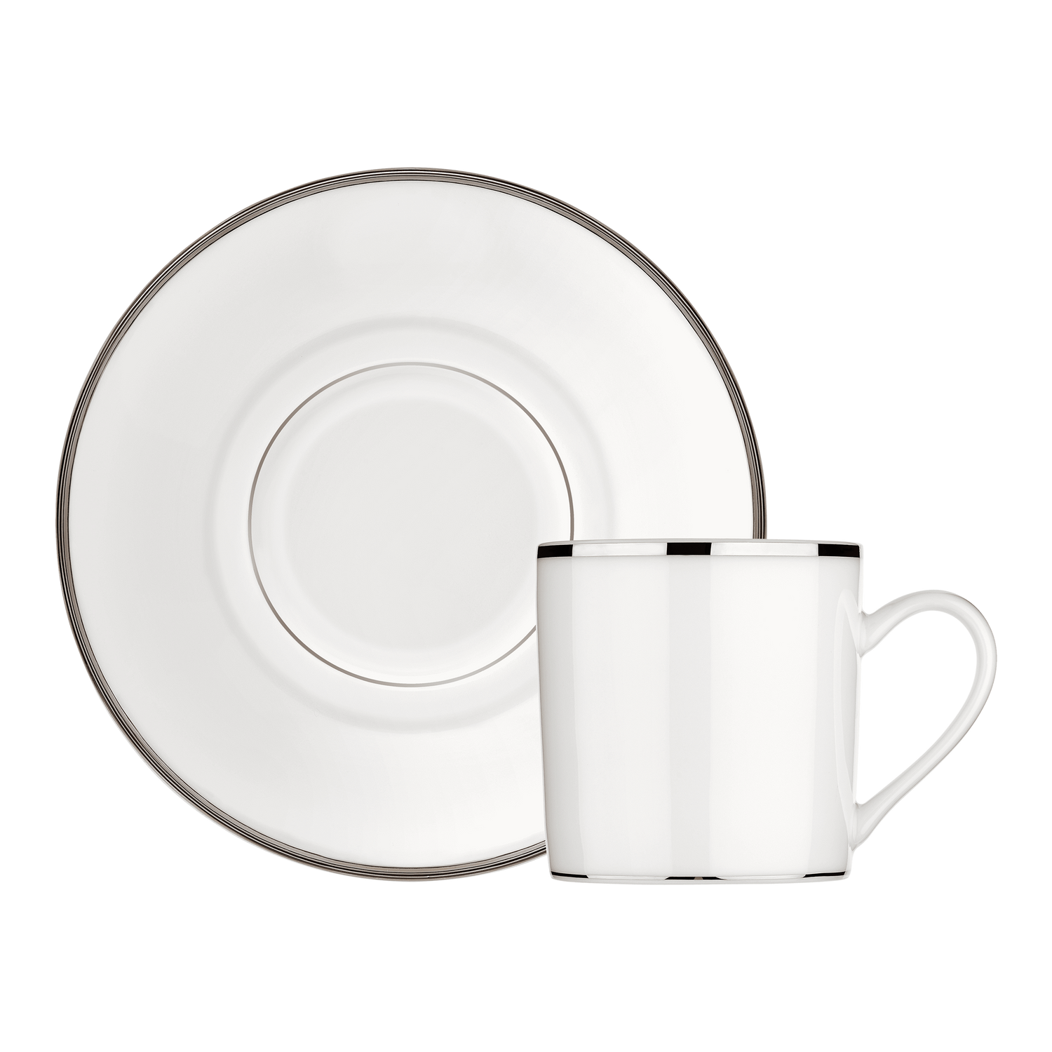 Christofle Albi Porcelain Espresso Cup And Saucer Platinum