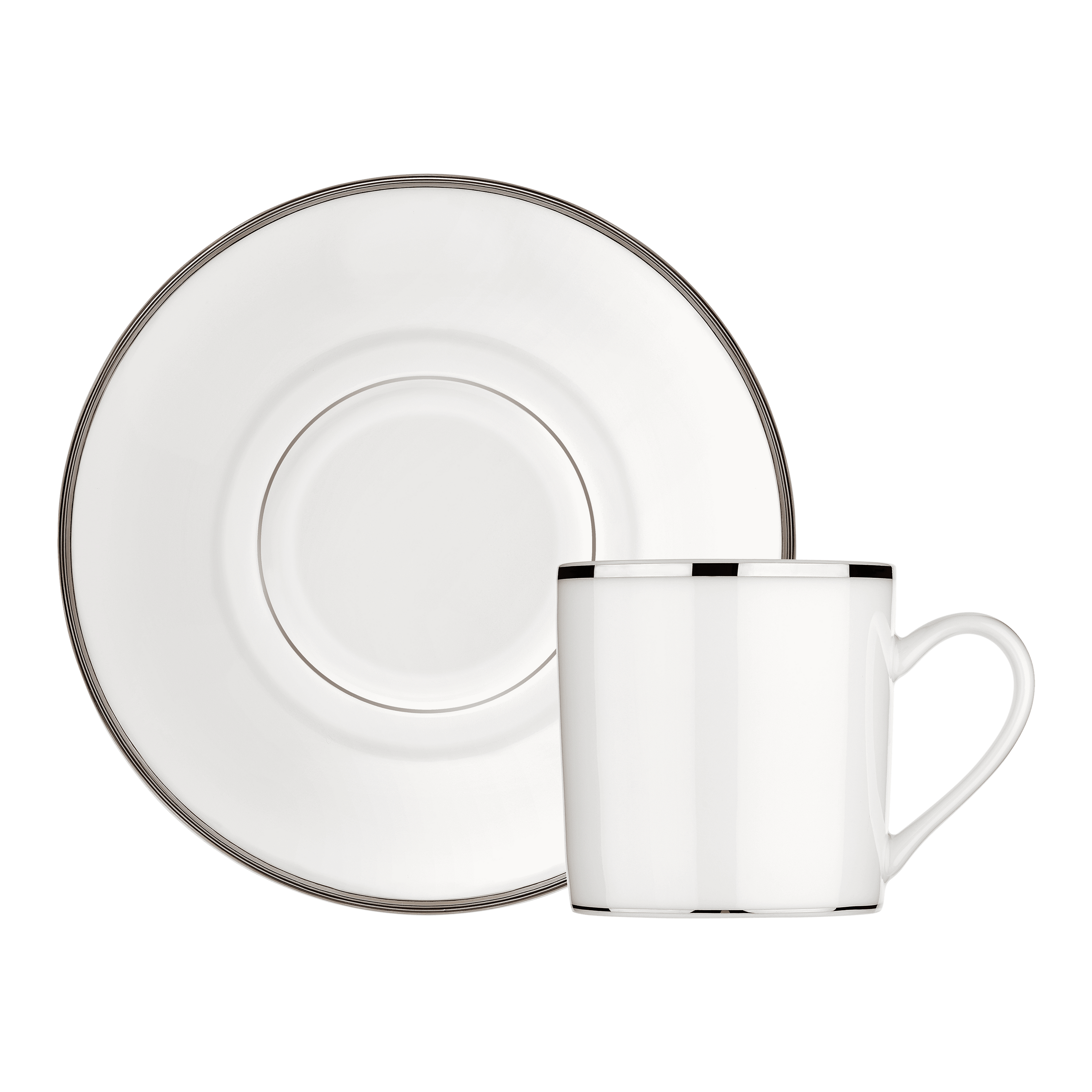 Christofle Albi Porcelain Espresso Cup And Saucer Platinum
