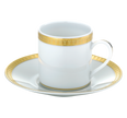 Christofle Malmaison Gilded Porcelain Demitasse Cup and Saucer
