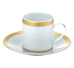 Christofle Malmaison Porcelain Espresso Cup And Saucer Gold