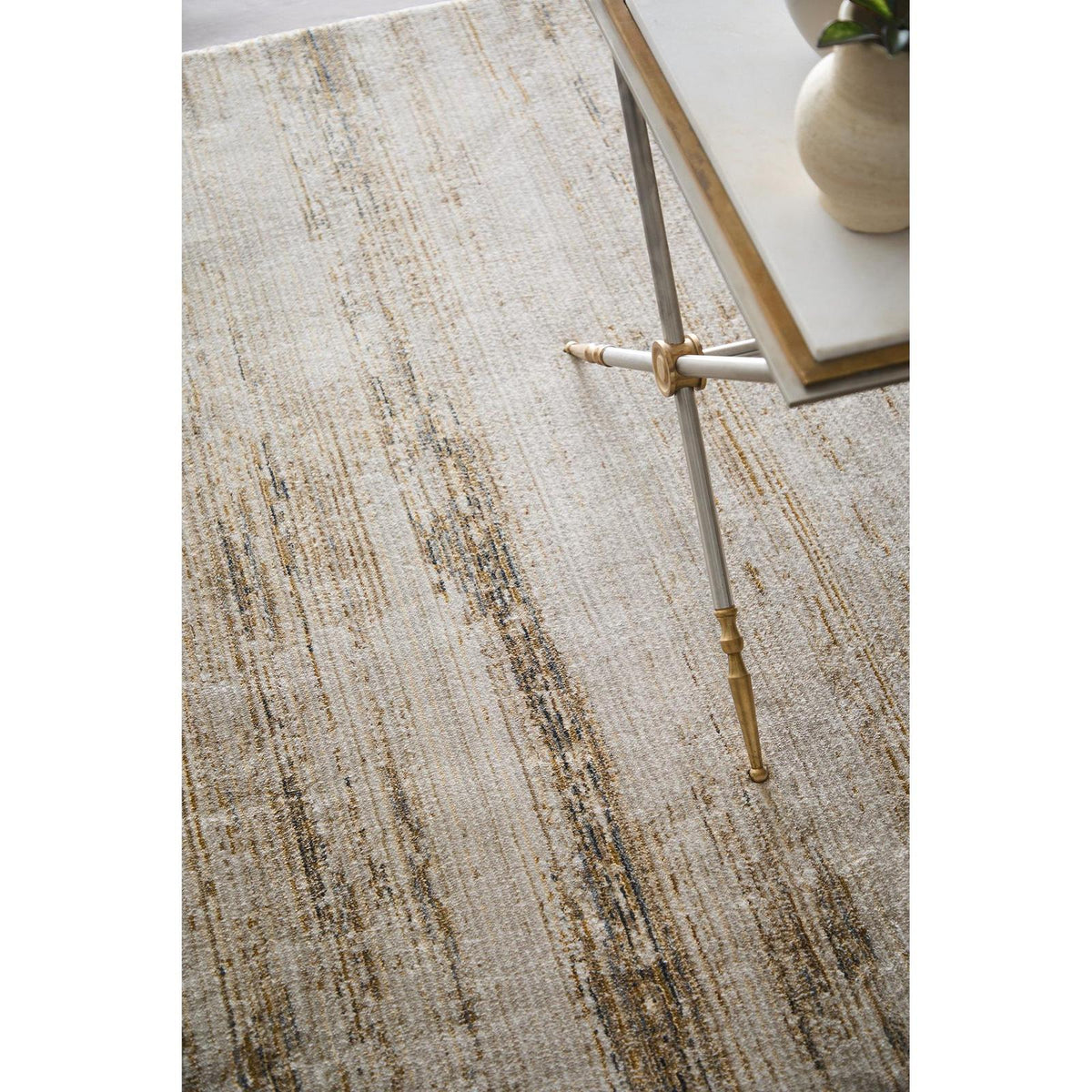 Feizy Deja 39PKF Modern Distressed Rug in Ivory/Brown/Tan