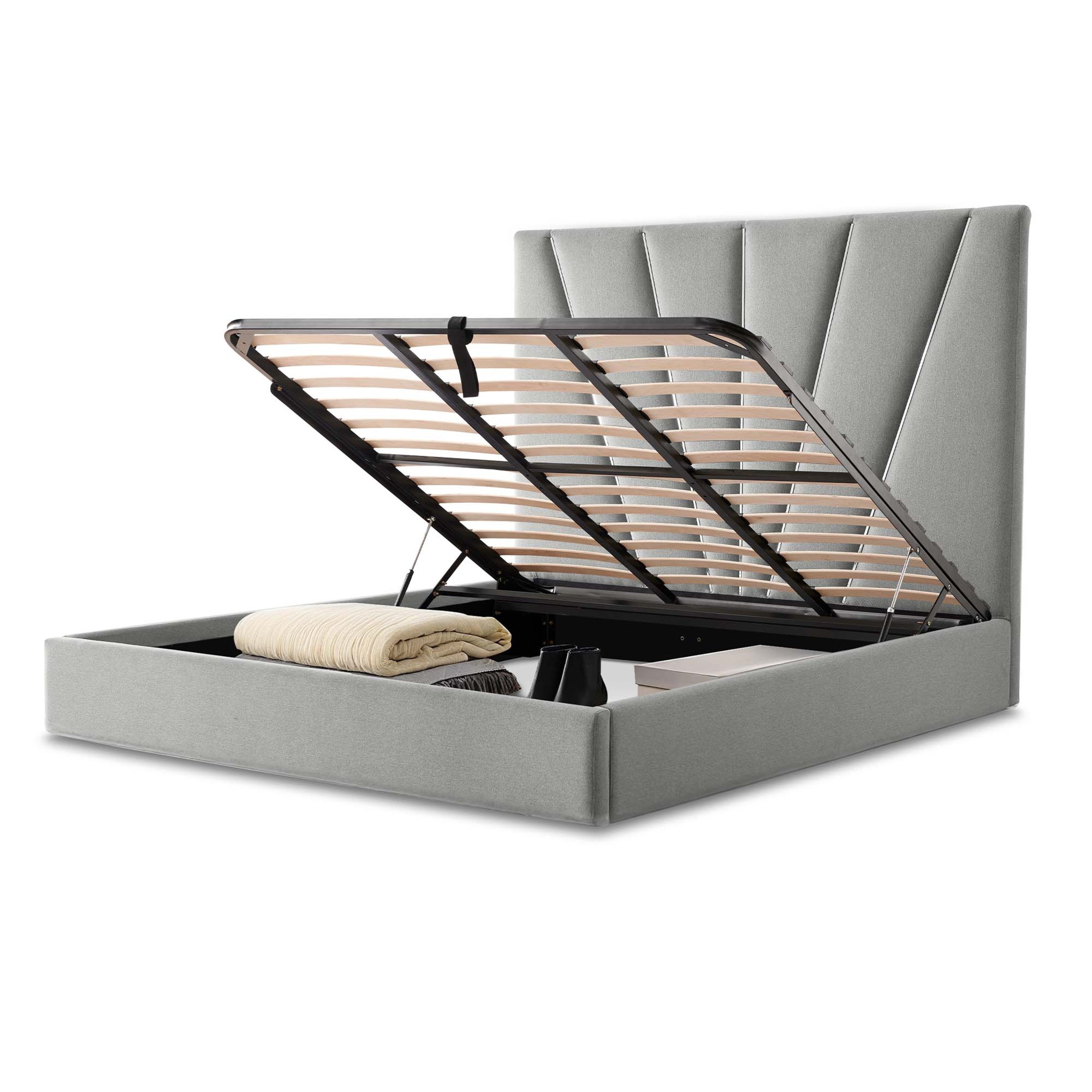 Michael Amini Rose Lift Up Storage Bed - Gray