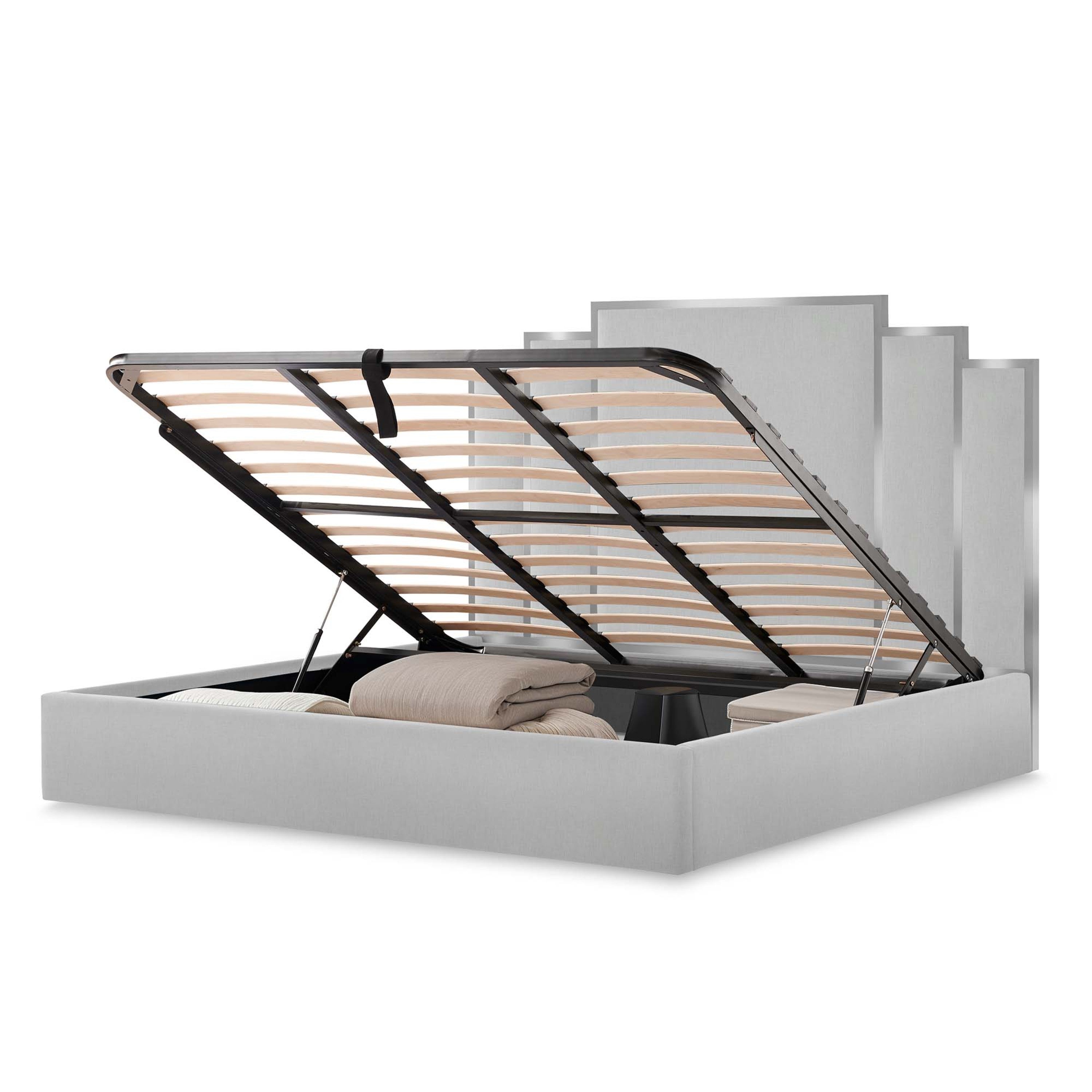 Michael Amini Tulip King Lift Up Storage Bed - Gray