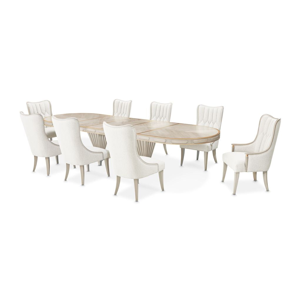 Michael Amini St. Charles Double Pedestal Dining Table -  Dove Gray