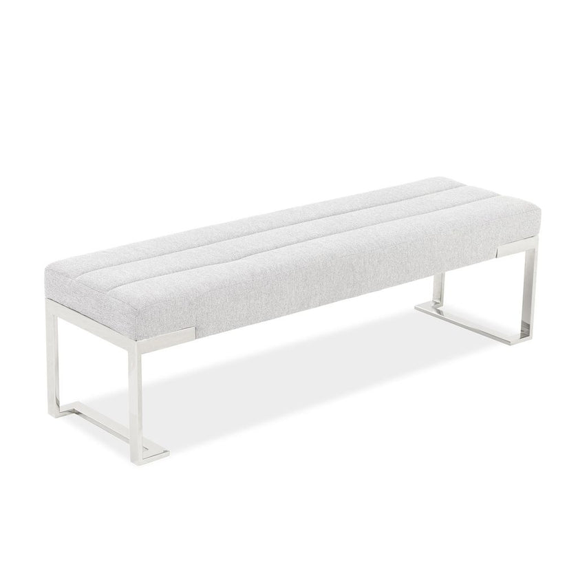 Michael Amini Tulip Accent Bench - Gray/Chrome